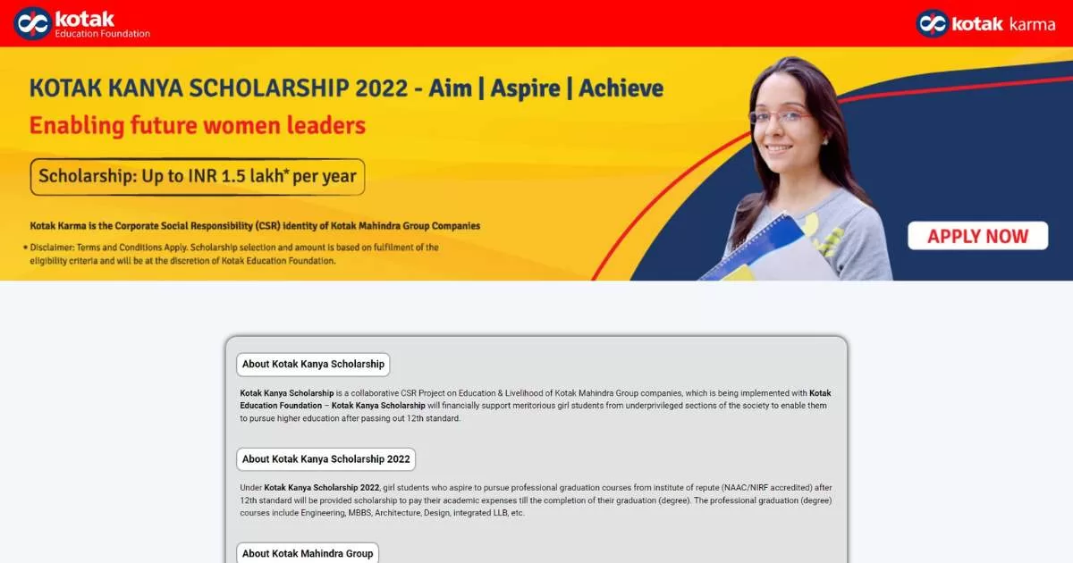 Kotak Kanya Scholarship 2023